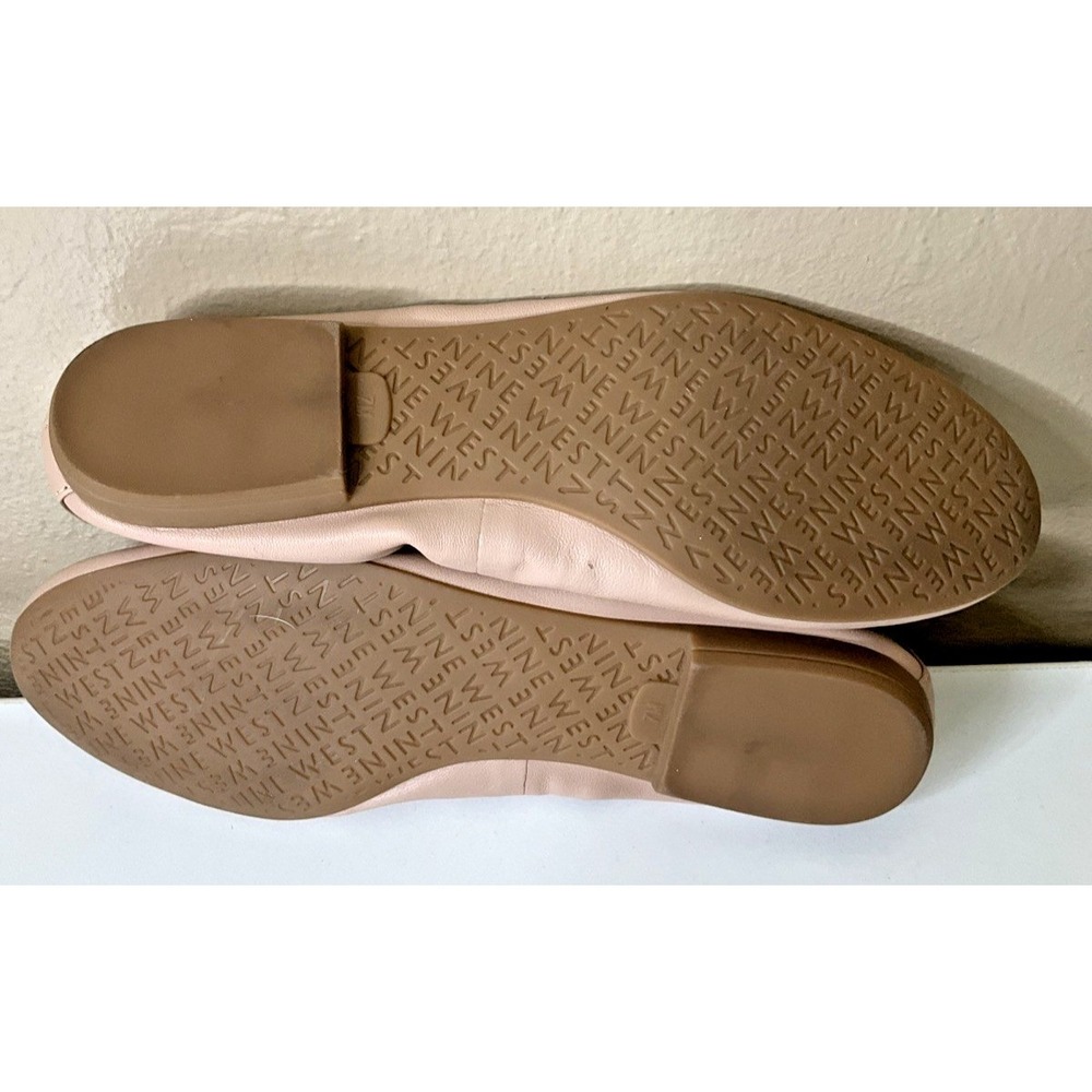 Nine West Leather Slip On Greige Ballerina Preppy Round Toe Flats Cottagecore 7M - Picture 8 of 9